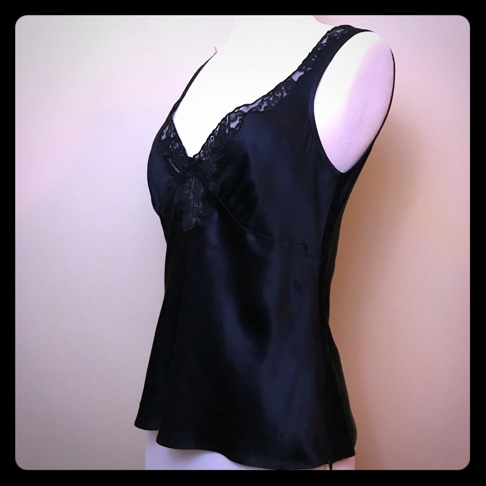 Banana Republic Black Silk & Lace Blouse Top